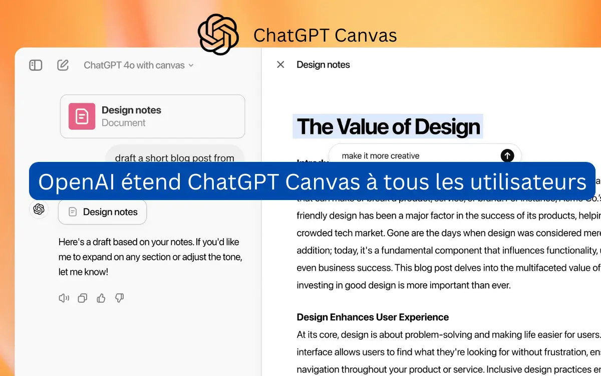 OpenAI étend ChatGPT Canvas à tous les utilisateurs